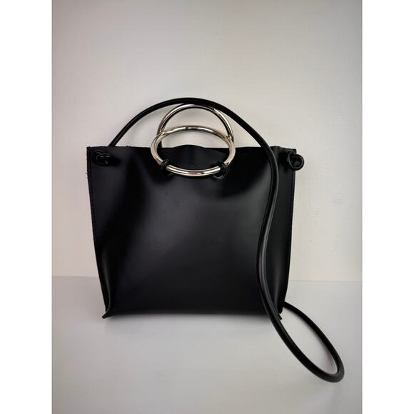 Kozha Numbers Mini Safe Handbag Black Silver Leather Top Handle Crossbody Bag - Picture 4 of 13